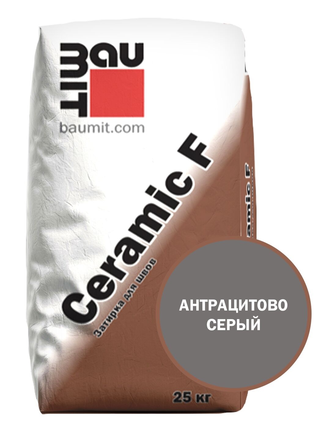 Затирка для швов Baumit Ceramic F антрацитово-серый, 25 кг