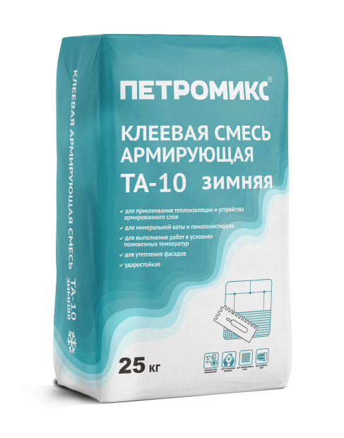 Клеевая армирующая смесь для теплоизоляции и СФТК Петромикс TA-10 зимняя, 25 кг