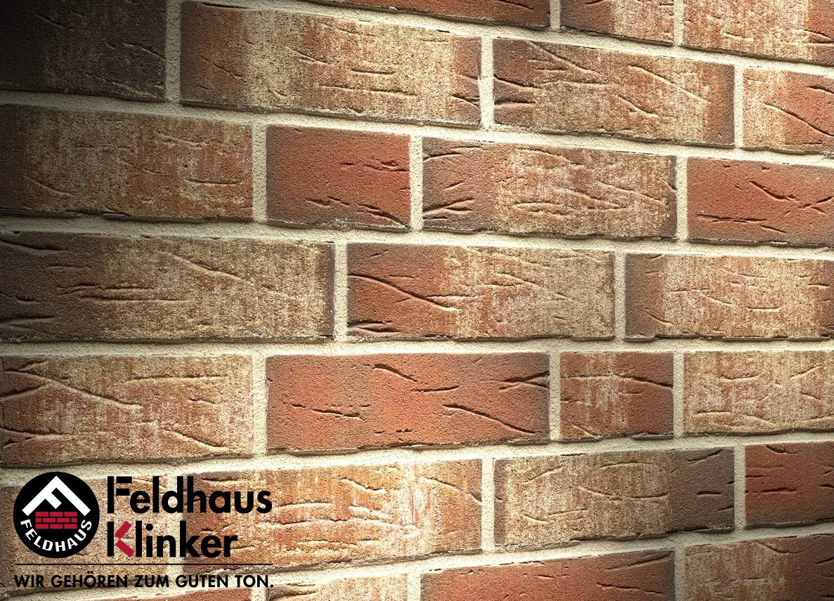 Кирпич клинкерный облицовочный пустотелый Feldhaus Klinker K690NF sintra ardor blanca ручная формовка, 240*115*71 мм