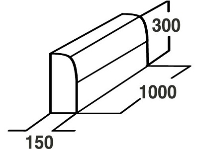 Бордюр тротуарный Меликонполар БР 100.30.15 серый, 1000*300*150 мм