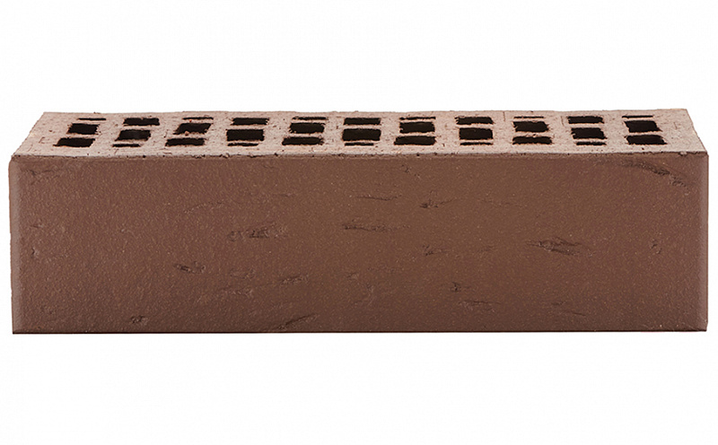 Кирпич керамический облицовочный пустотелый ЛСР Темно-коричневый рустик 1НФ, 250*120*65 мм