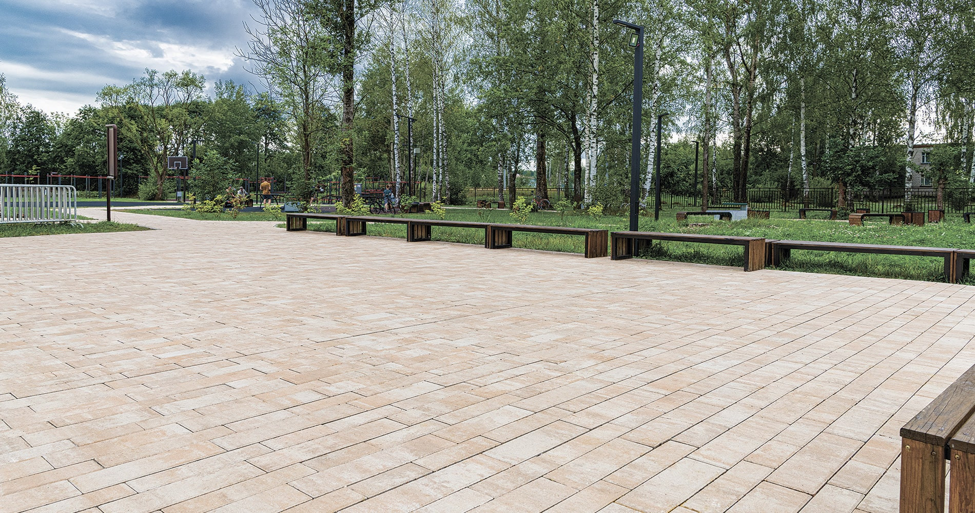 Плитка тротуарная Braer Домино серый, h=60 мм