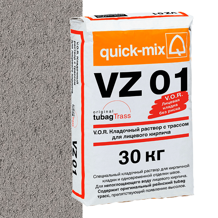 Раствор кладочный цветной quick-mix VZ 01 T стально-серый, 30 кг