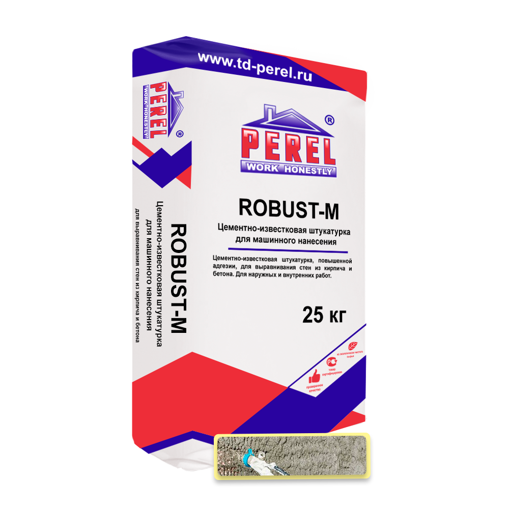 Штукатурка цементно-известковая Perel Robust-M 0514, 25 кг