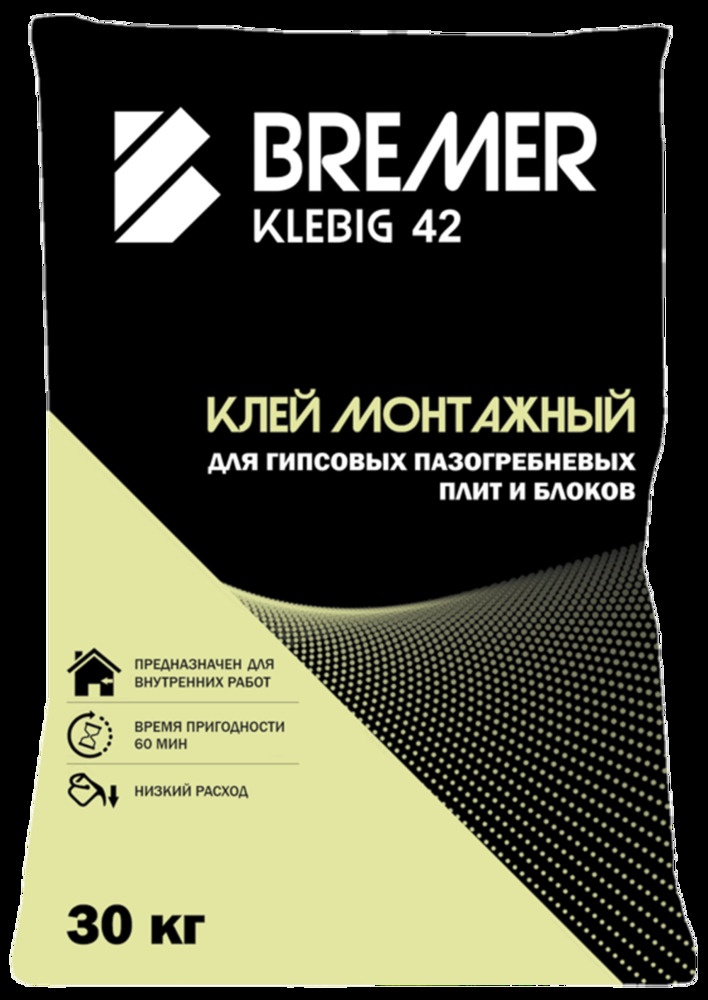 Клей для газобетонных блоков и ПГП Bremer Klebig 42, 30 кг