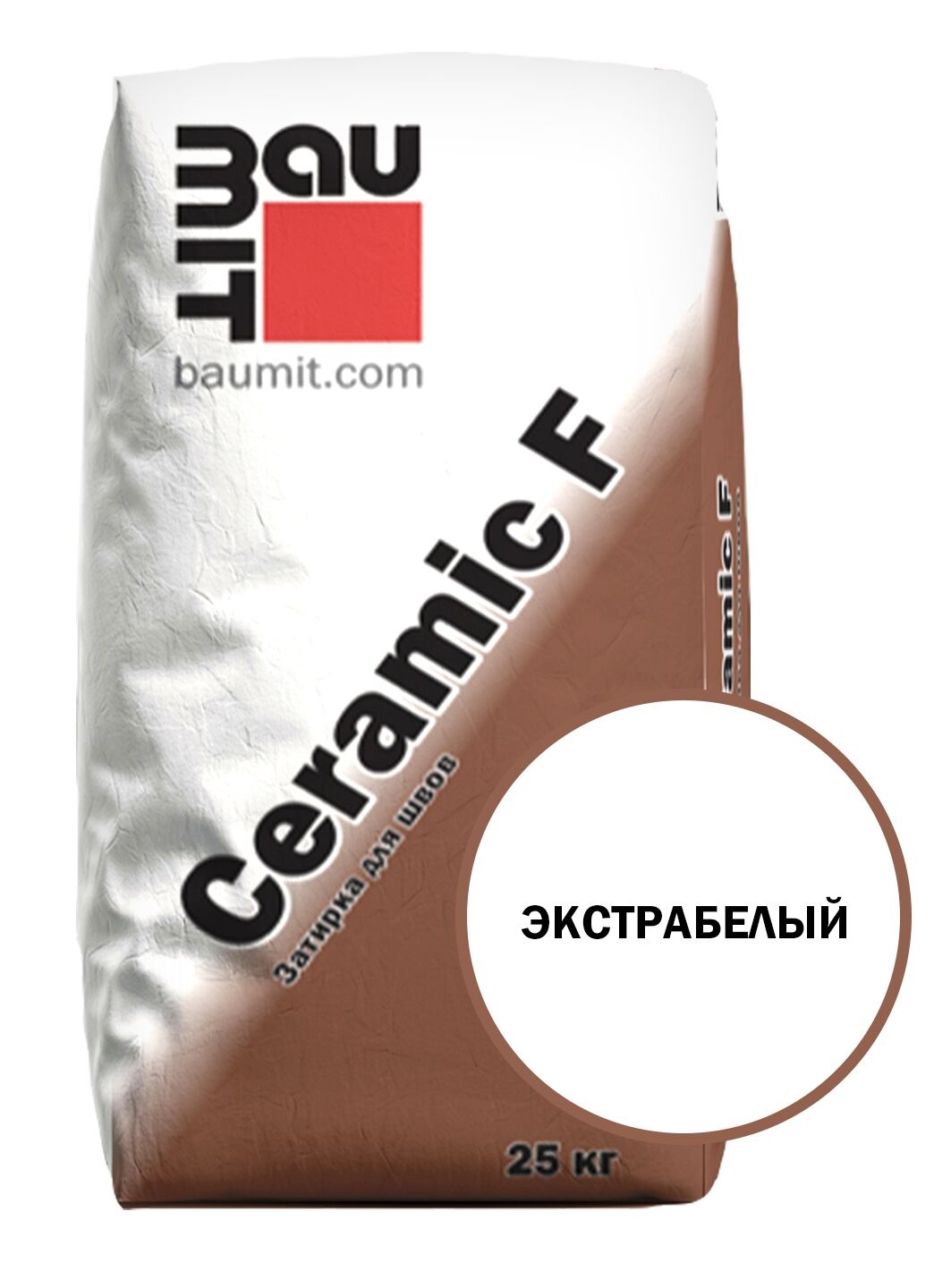 Затирка для швов Baumit Ceramic F экстрабелый, 25 кг