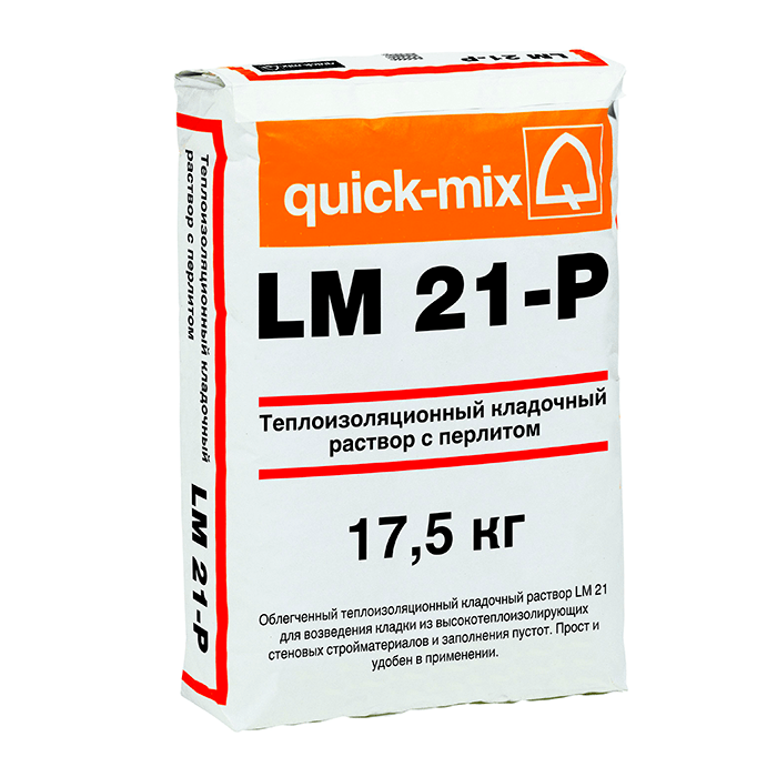 Раствор кладочный теплоизоляцоинный quick-mix LM 21-P, 17,5 кг