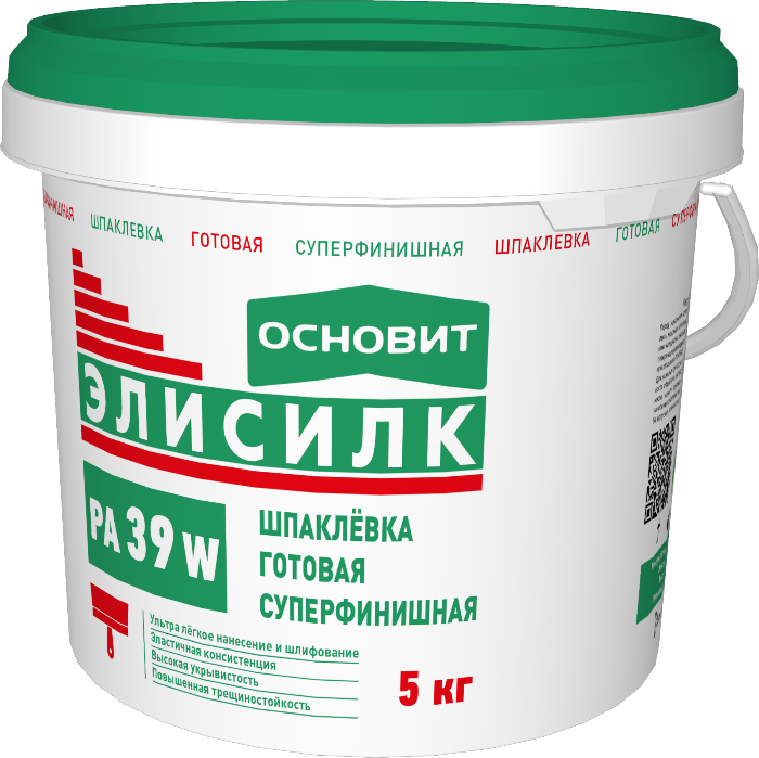 Шпаклевка готовая суперфинишная Основит Элисилк PA39 W, 5 кг