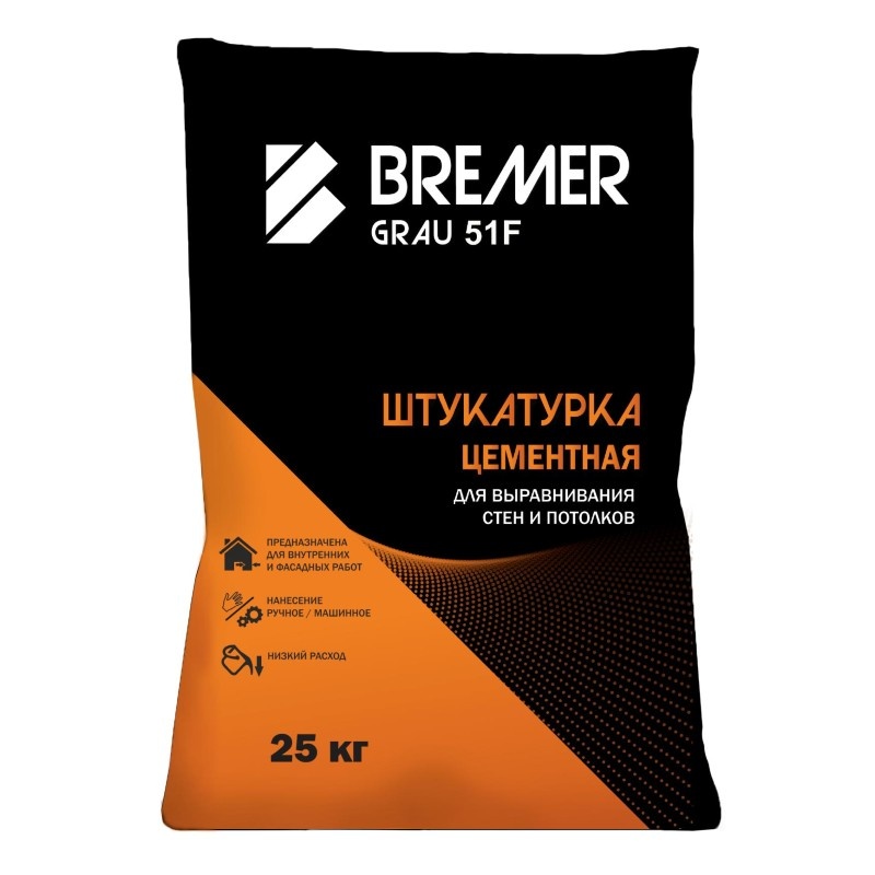 Штукатурка цементная армирующая Bremer Grau 51 F, 25 кг