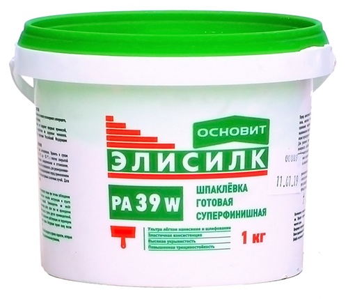 Шпаклевка готовая суперфинишная Основит Элисилк PA39 W, 1 кг