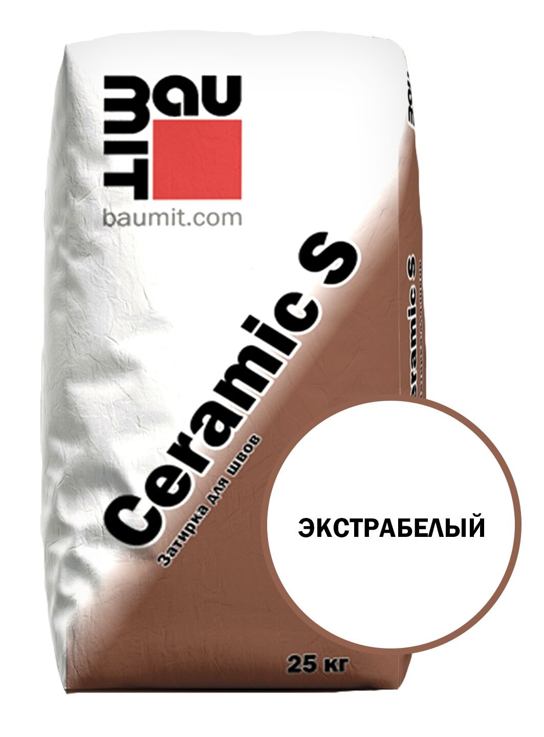 Затирка для швов Baumit Ceramic S экстрабелый, 25 кг