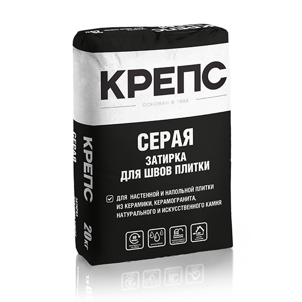 Смесь для затирки швов КРЕПС Затирка серая, 20 кг