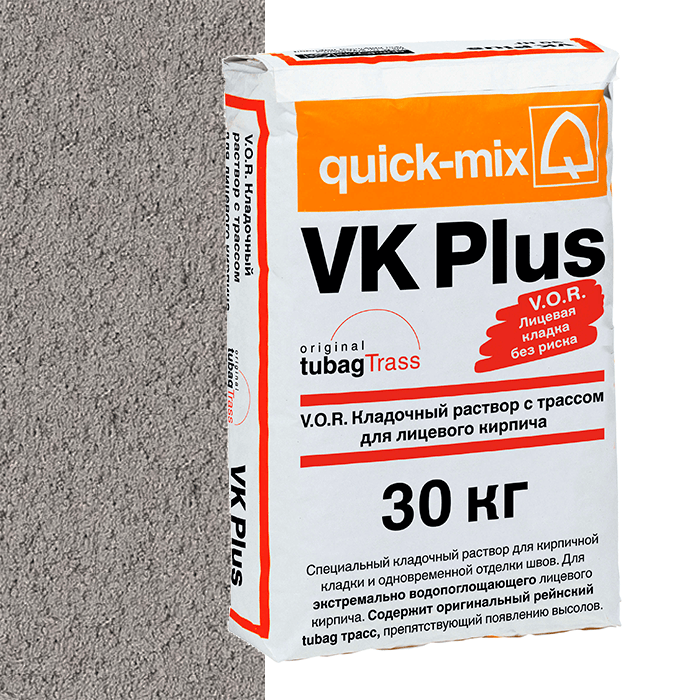 Раствор кладочный цветной quick-mix VK Plus T стально-серый, 30 кг