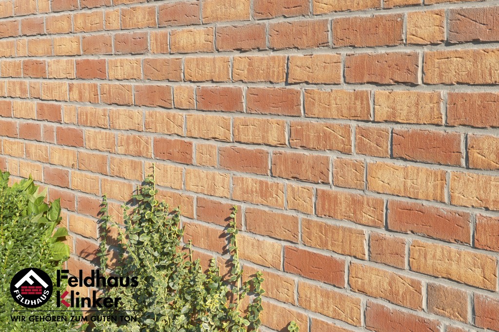 Кирпич клинкерный облицовочный пустотелый Feldhaus Klinker K686WDF sintra ardor calino ручная формовка, 215*102*65 мм