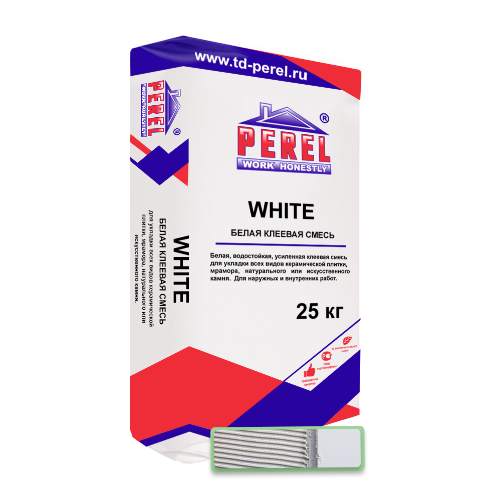 Клеевая смесь Perel White C1TE 0317 белая, 25 кг