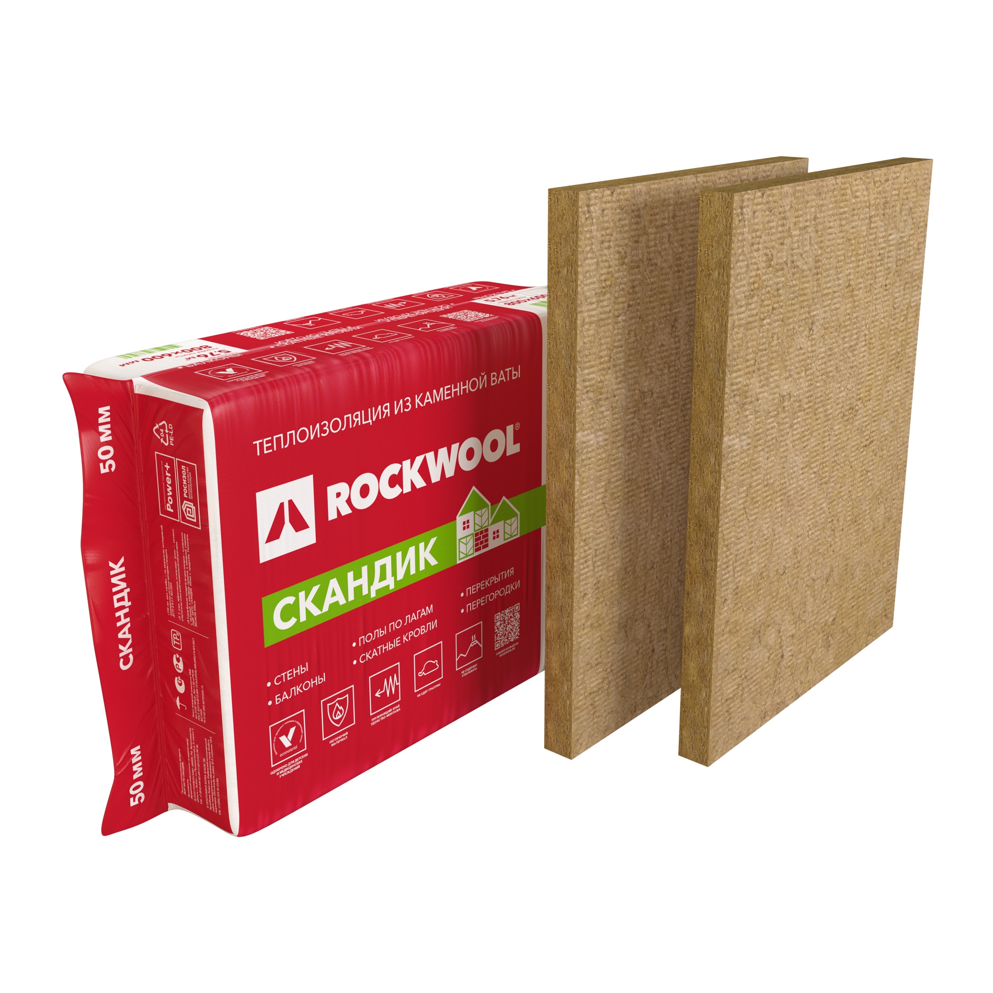 Утеплитель ROCKWOOL Лайт Баттс Скандик 800*600*50 мм (0,288  м²)