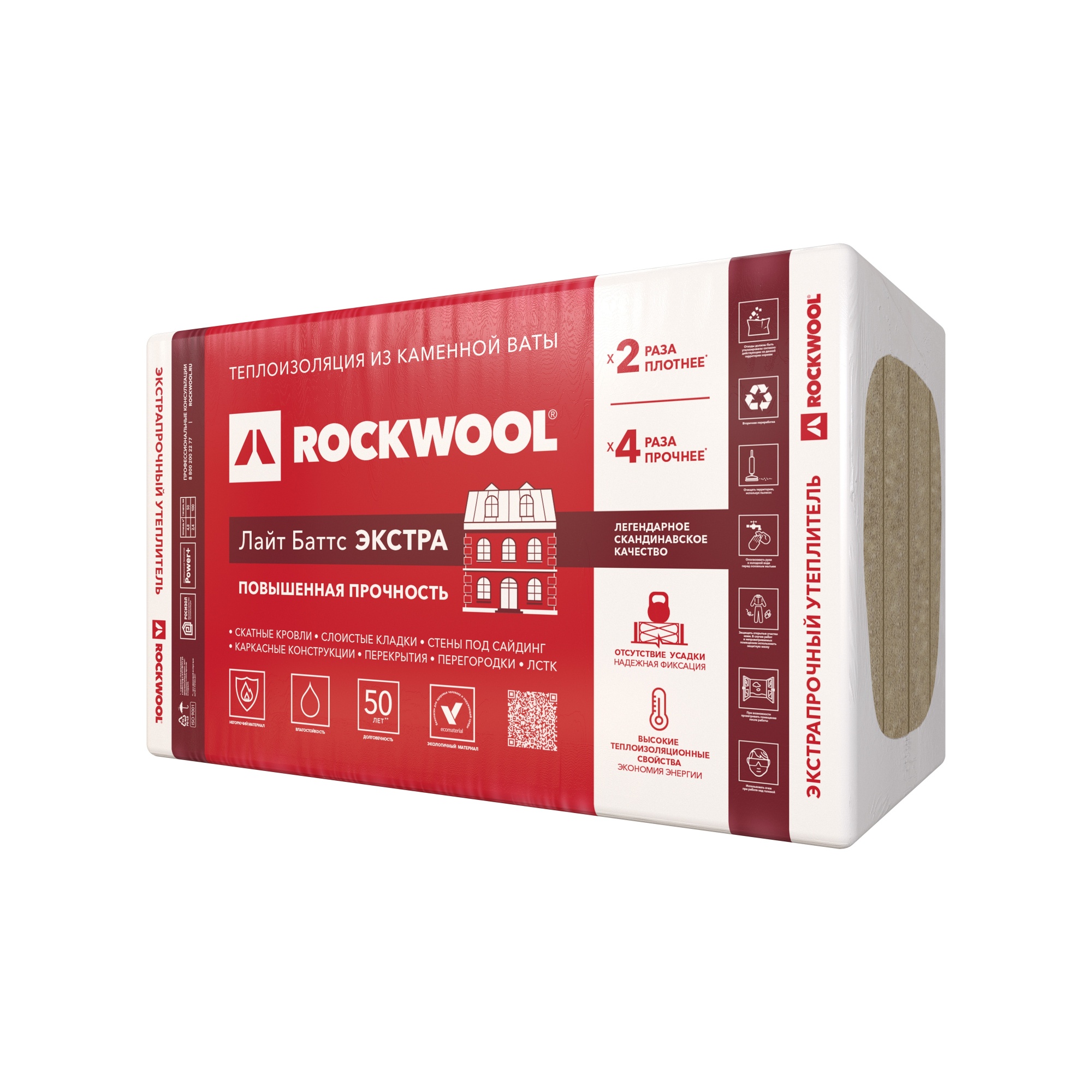 Утеплитель ROCKWOOL Лайт Баттс Экстра 1000*600*100 мм (0,24  м²)