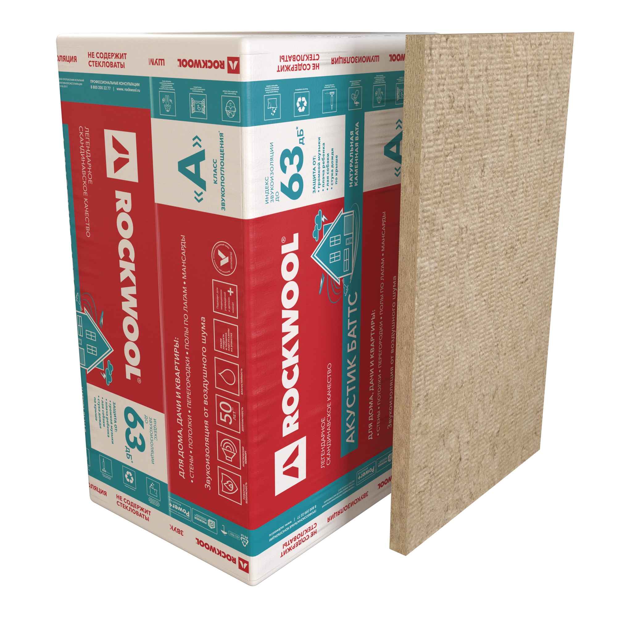 Утеплитель ROCKWOOL Акустик Баттс 1000*600*100 мм (0,3  м²)